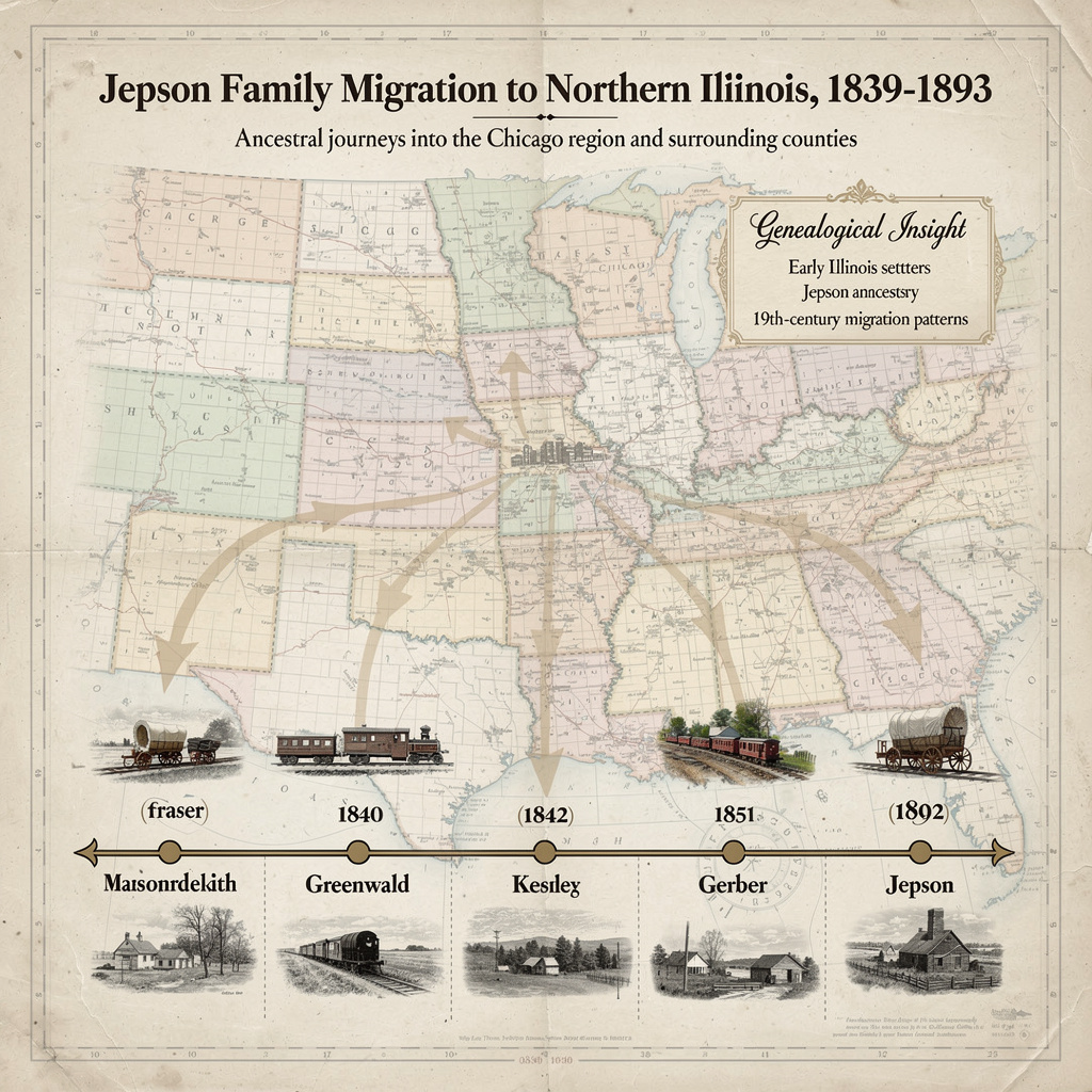Jepson family migration to northern Illinois between 1839 and 1893