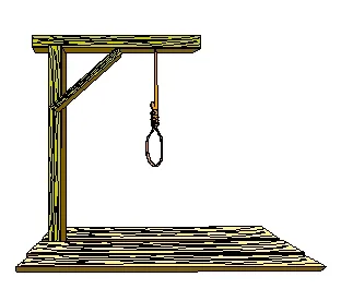 Illustration of a wooden gallows with a hanging noose