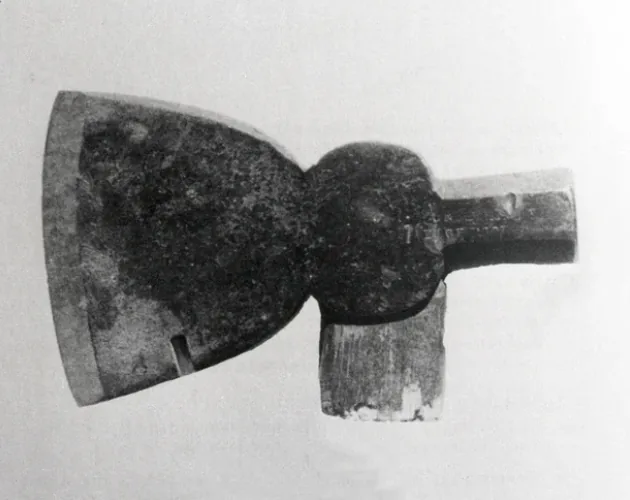 the-ancestor-who-was-hanged-for-murder-5 Black-and-white photograph of an old iron hatchet head