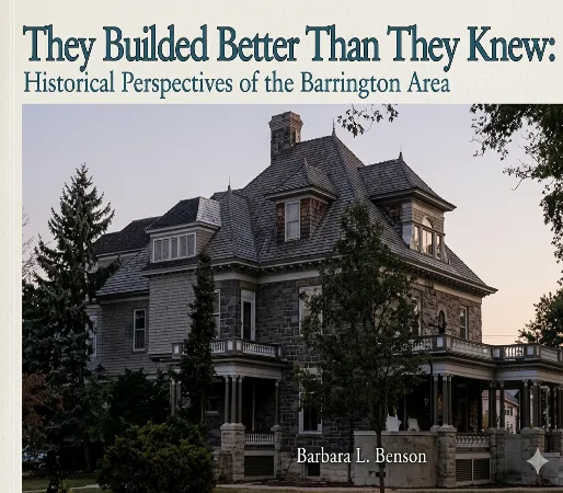 Cover of the book They Builded Better Than They Knew: Historical Perspectives of the Barrington Area by Barbara L. Benson, showing a large stone Victorian house